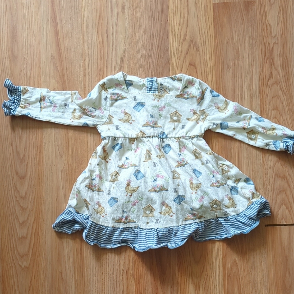 Burt's Bees Cream and Blue Kids Dress